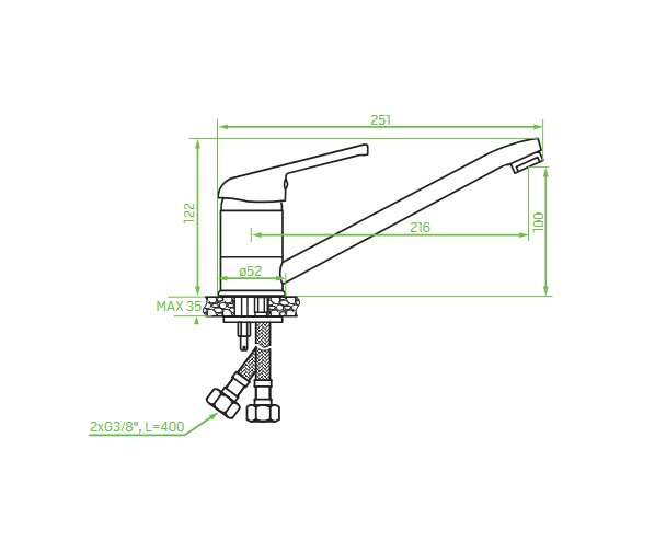 Laveo Iga, kuchynská batéria , BGG 460D granit béžová – Obrázok 2