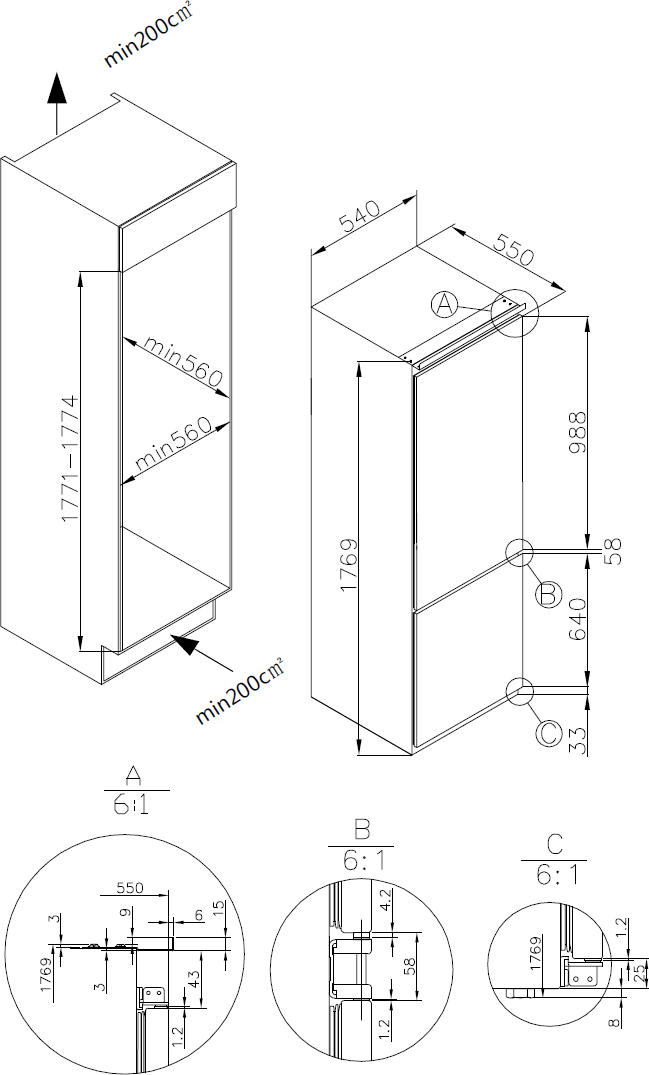 CHLADNIČKA NA ZABUDOVANIE KC2200J – Obrázok 5